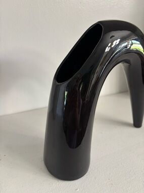 Vintage Toyo Japan mid century modern black glossy ceramic vase